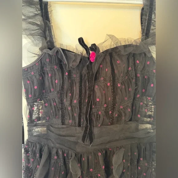 For Love & Lemons Janelle Black Maxi Dress with Pink Accents - Picture 6 of 11